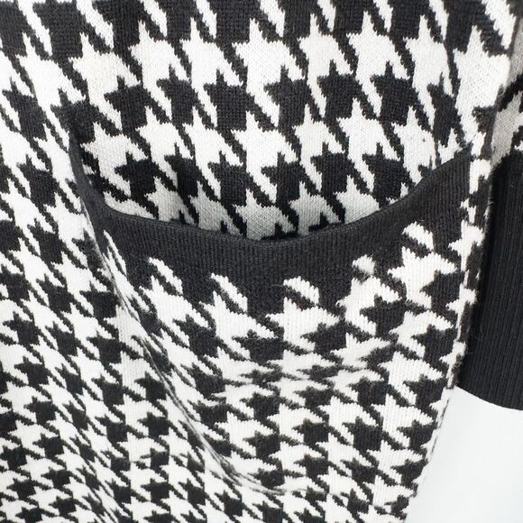 Chicos Houndstooth Cashmere Blend Long Cardigan Womens 1 Medium Black White - Picture 7 of 16